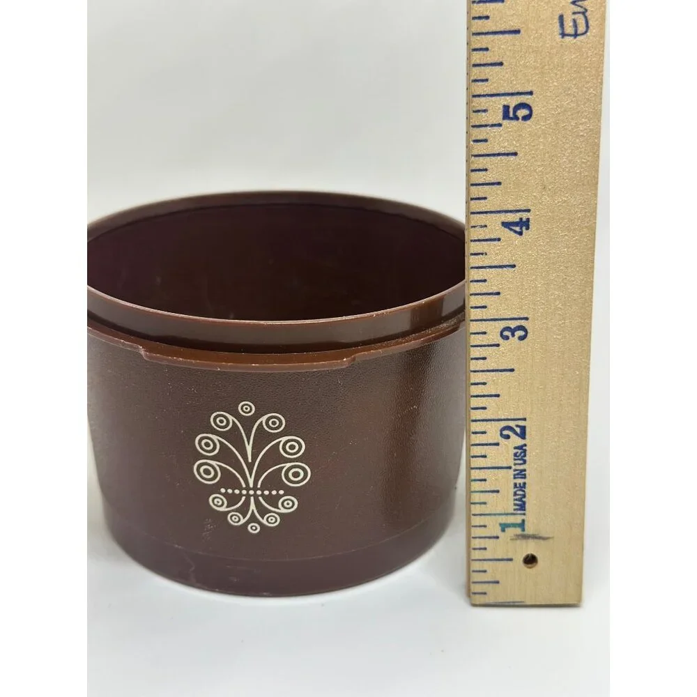 VTG Tupperware Choco Brown Servalier Canister Scroll Design No Lid 1297-12‎ USA